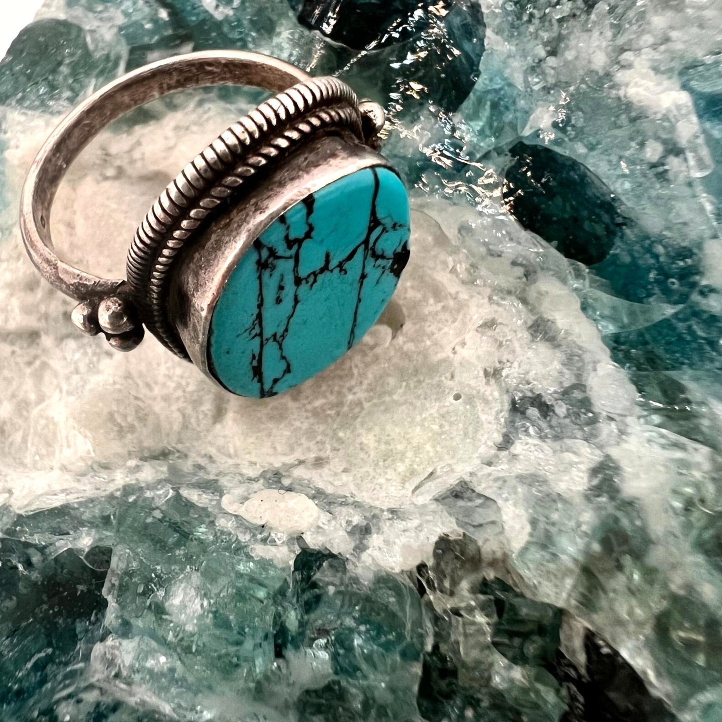 Vintage 925 Silber Ring mit Türkis – Handgefertigt & Einzigartig