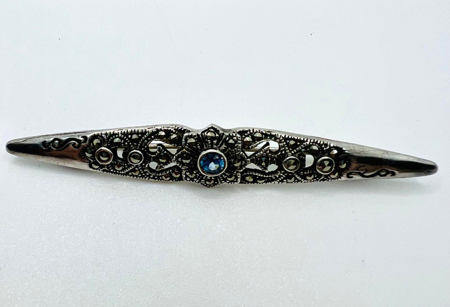 Art Deco Brosche mit Markasit & Topas