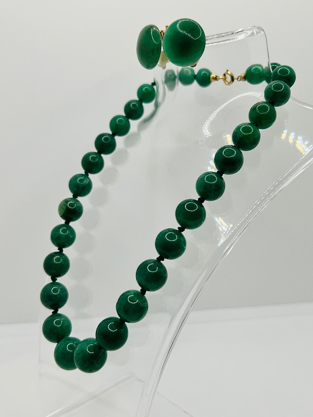 Aventurin Kette mit vergoldeten Ohrclips