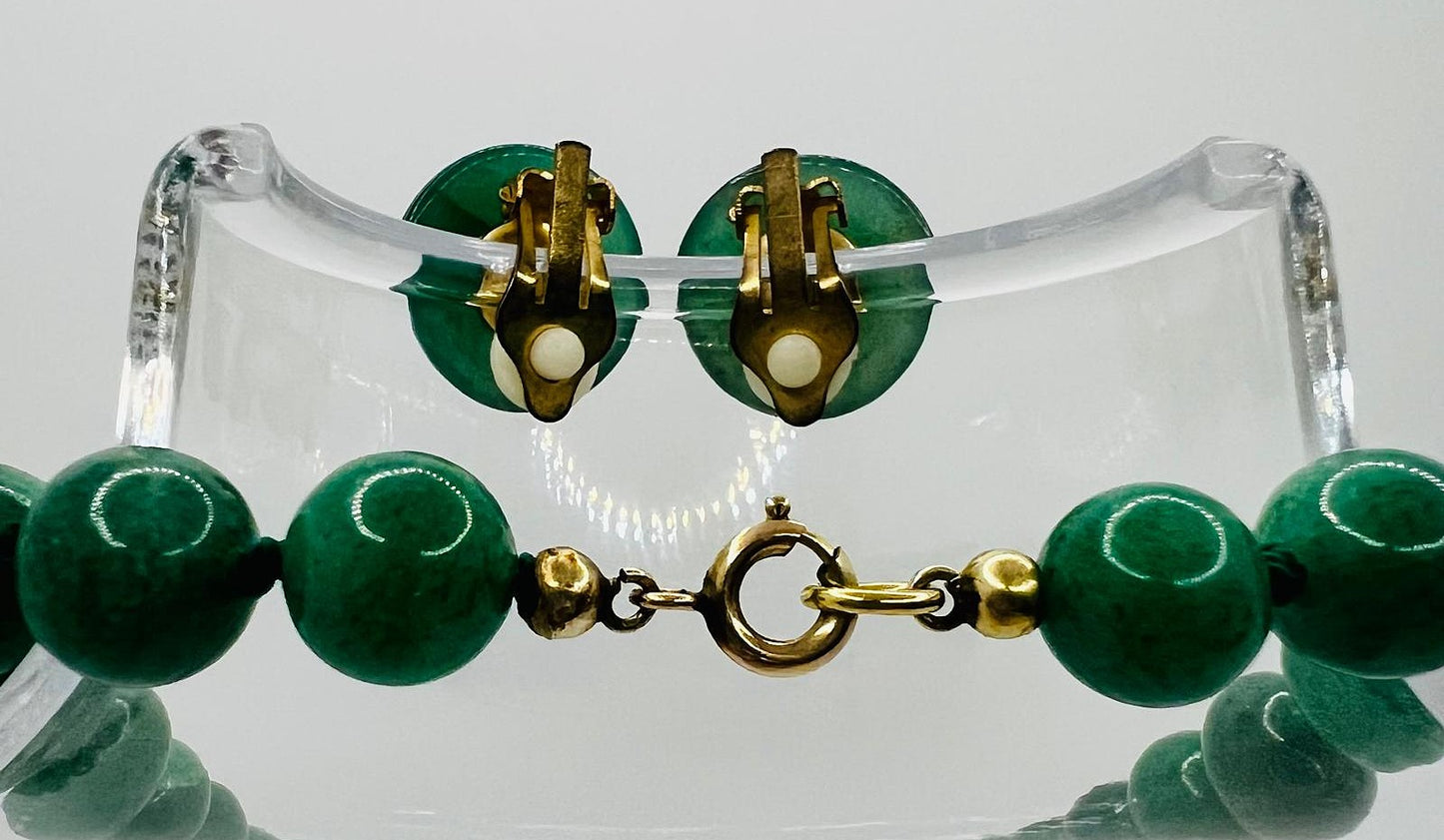 Aventurin Kette mit vergoldeten Ohrclips