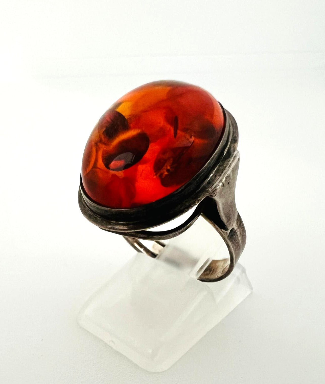 Silberring mit echtem Cognac-Bernstein