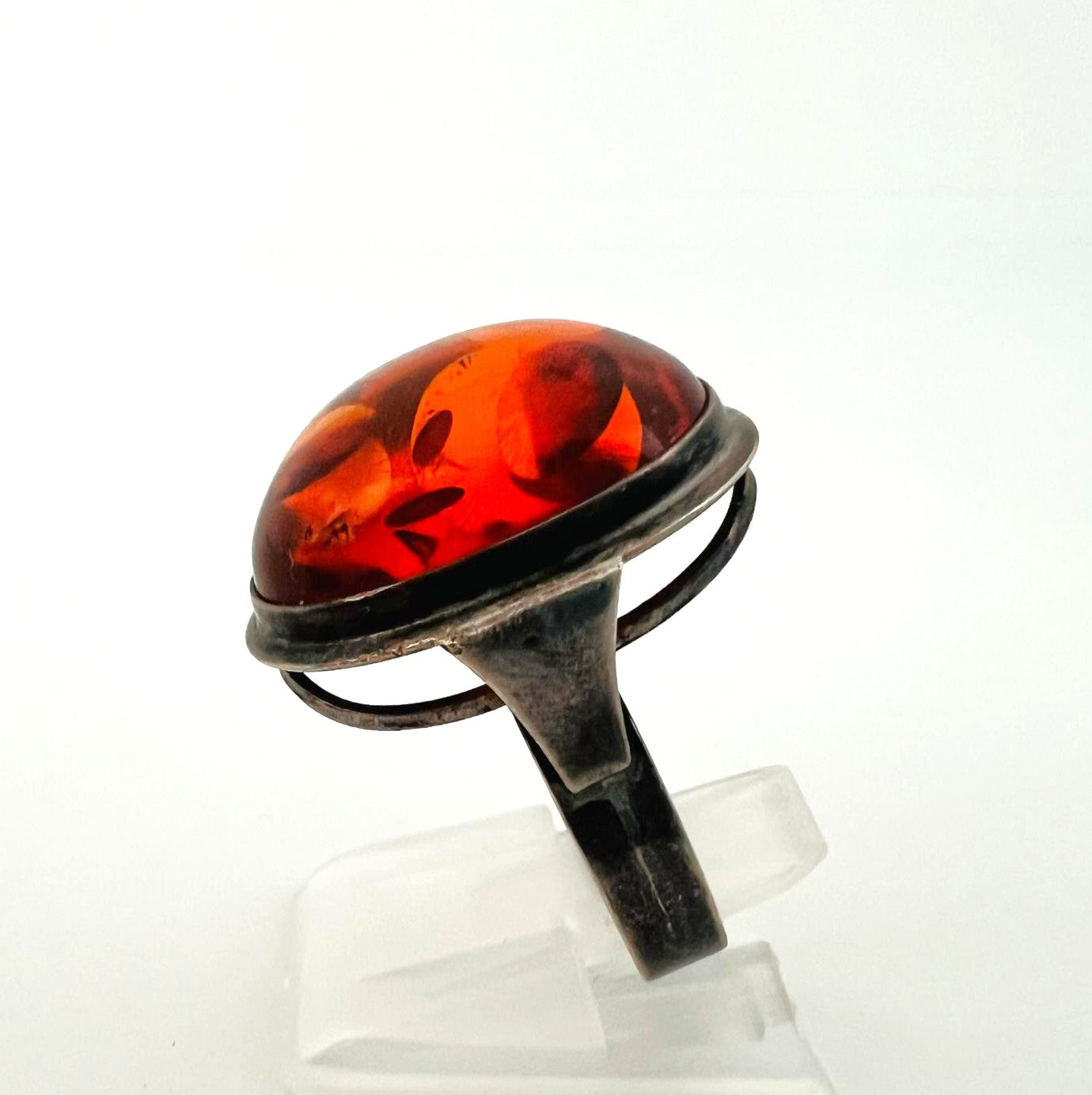 Silberring mit echtem Cognac-Bernstein
