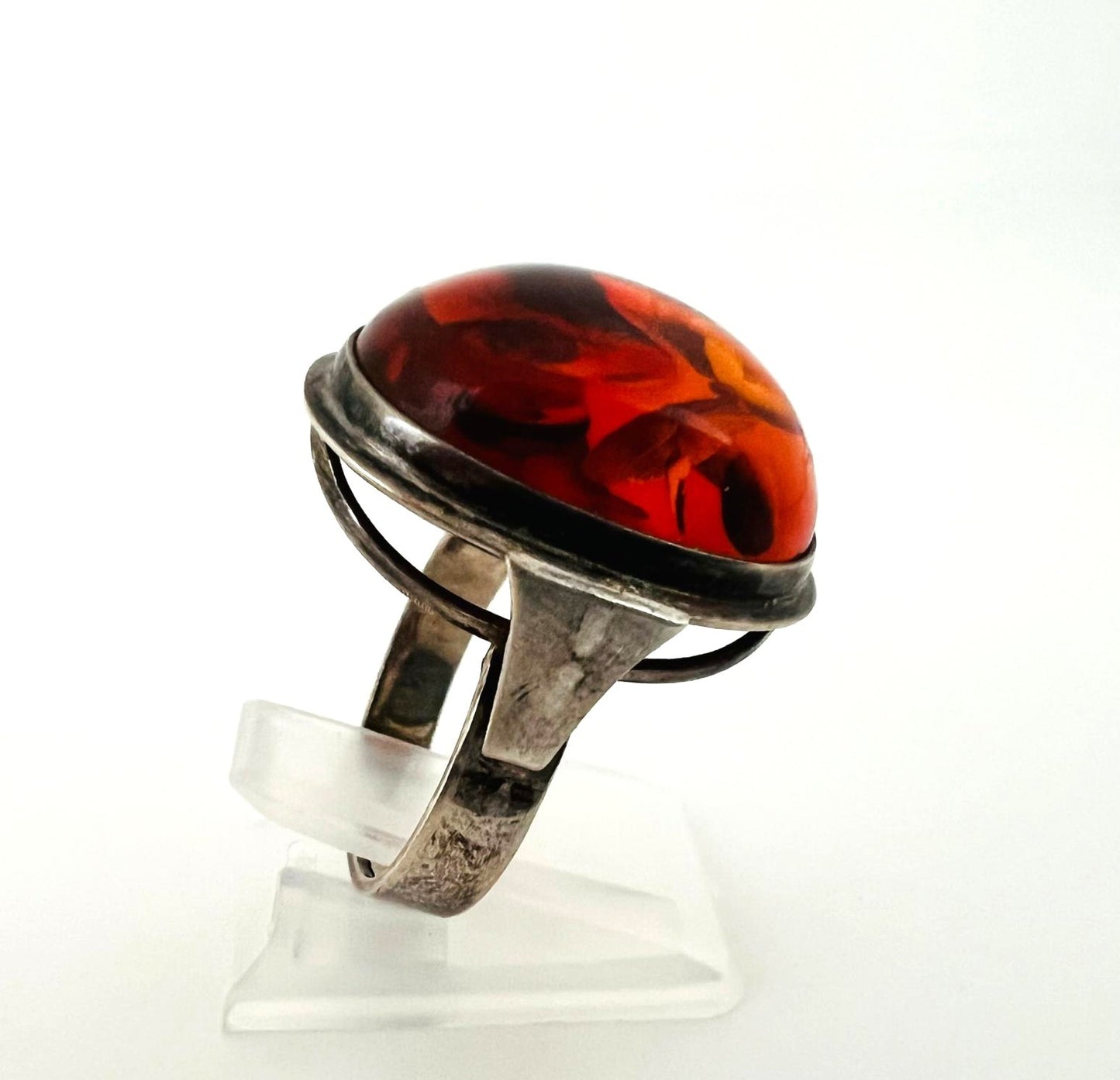 Silberring mit Cognac-Bernstein
