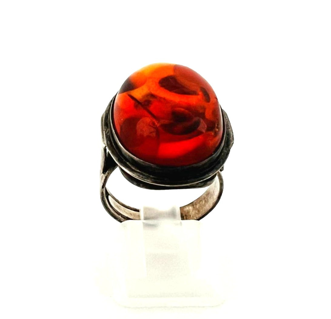 Silberring mit Cognac-Bernstein