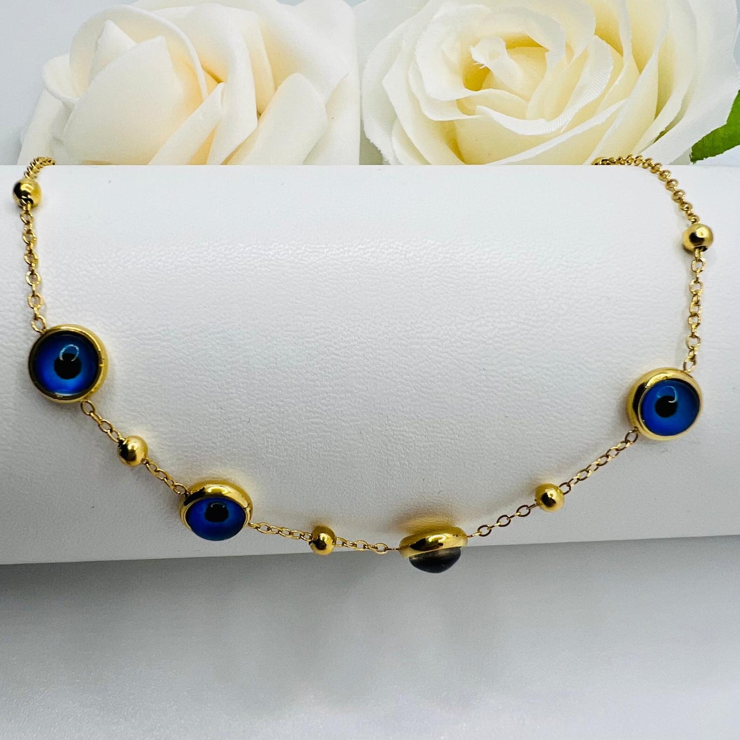 Edelstahl Fußkette mit Nazar Auge