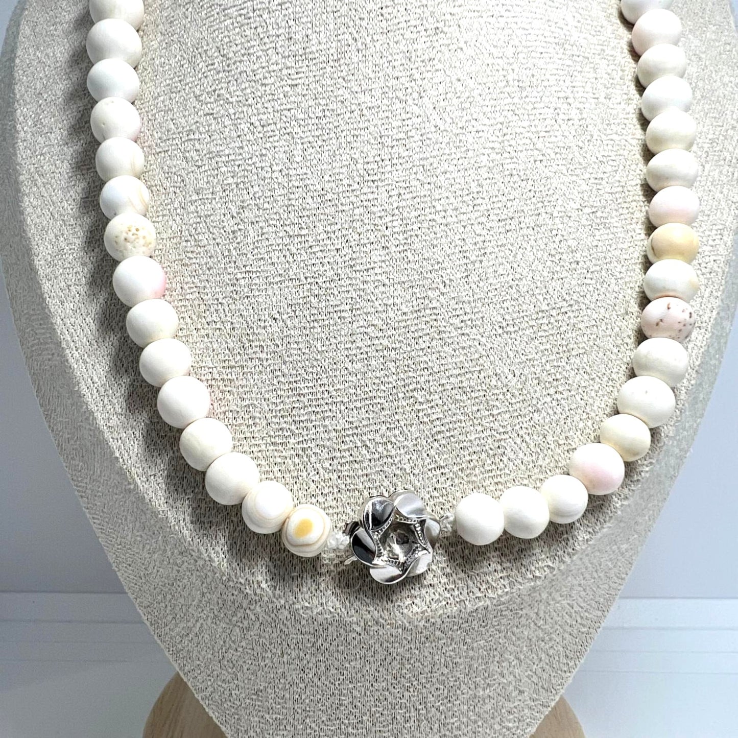 Engelshaut Korallen Kette Art Déco mit 835 Silber | Vintage Schmuck Unikat 68,26g