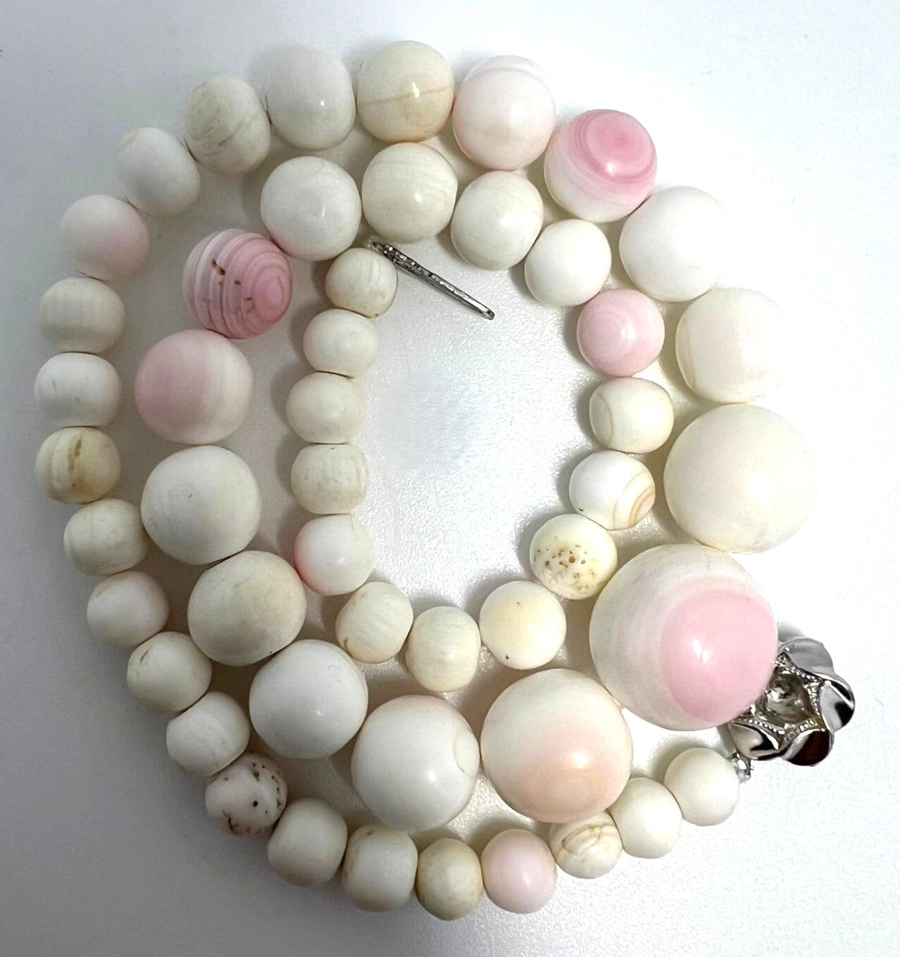 Engelshaut Korallen Kette Art Déco mit 835 Silber | Vintage Schmuck Unikat 68,26g