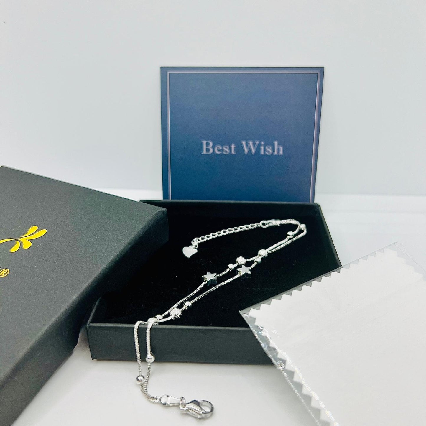 Armband 925 Sterling Silber mit Sternen und Perlen