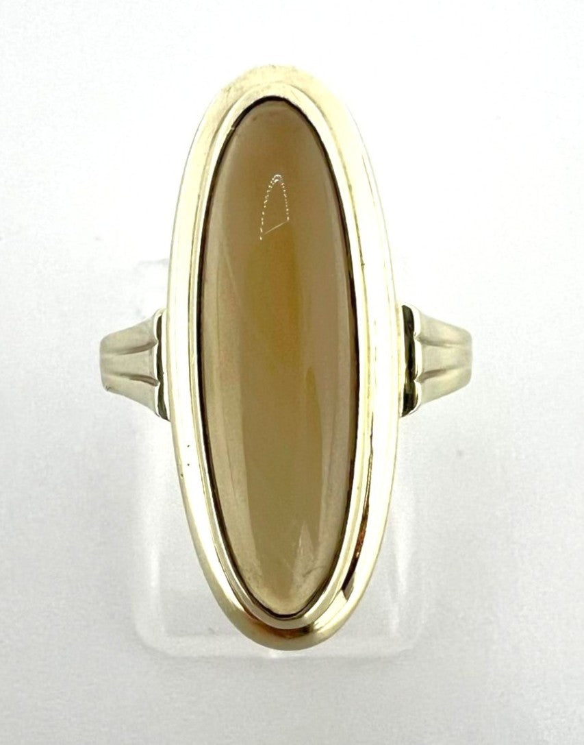 Goldring mit goldenem Prehnit Edelstein