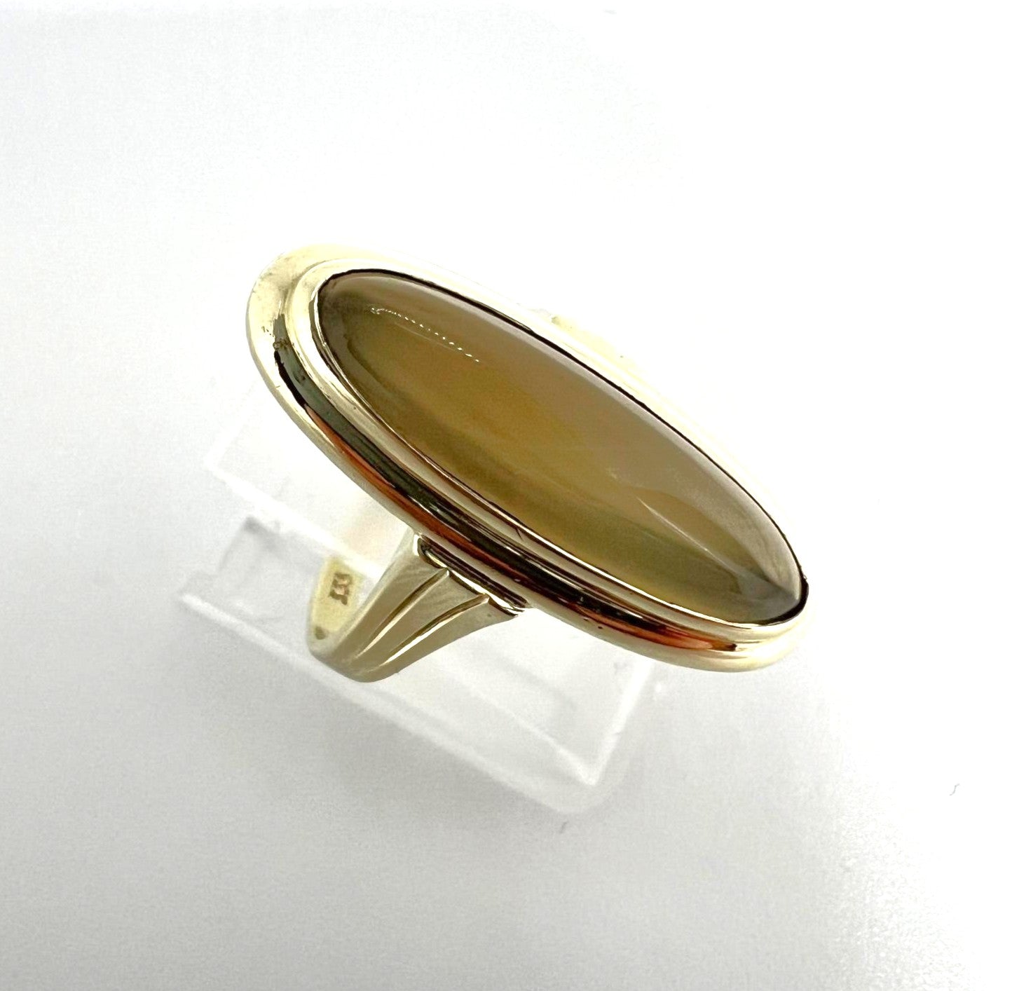Goldring mit goldenem Prehnit Edelstein