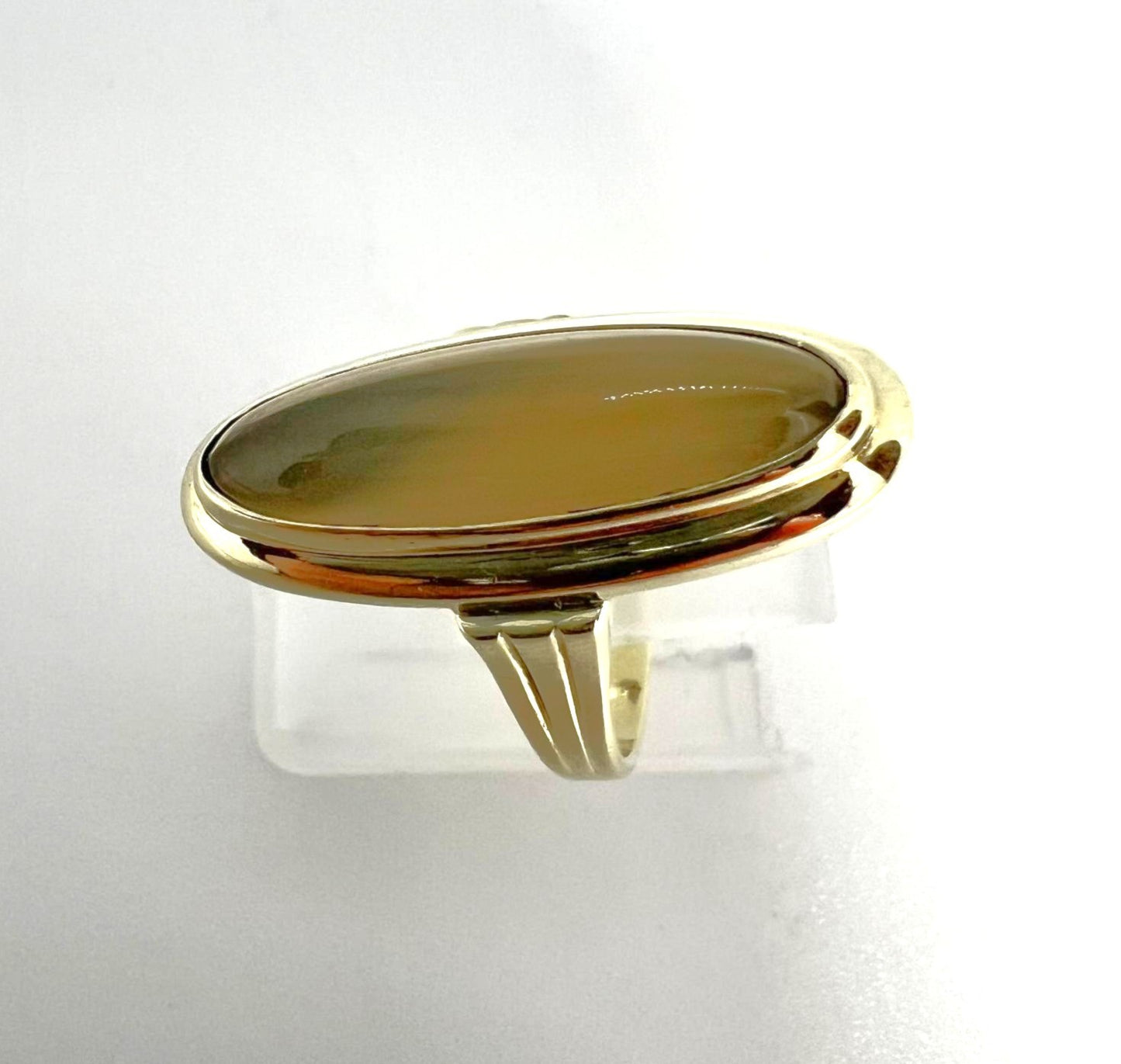 Goldring mit goldenem Prehnit Edelstein