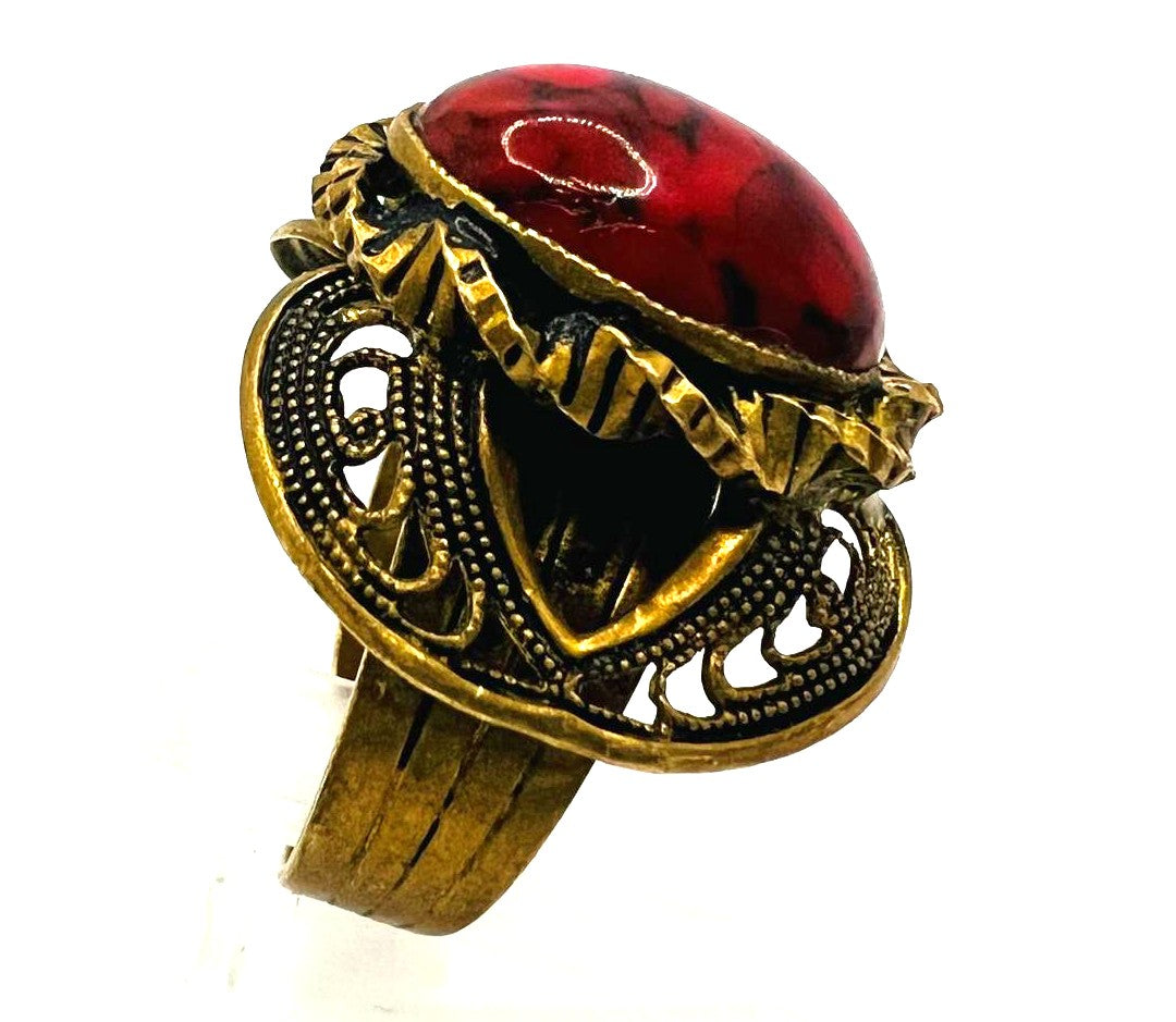 Korallen-Ring aus Messing