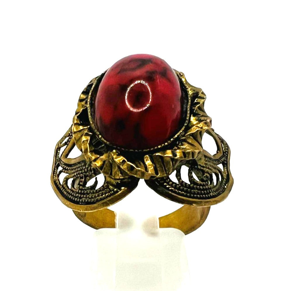 Korallen-Ring aus Messing