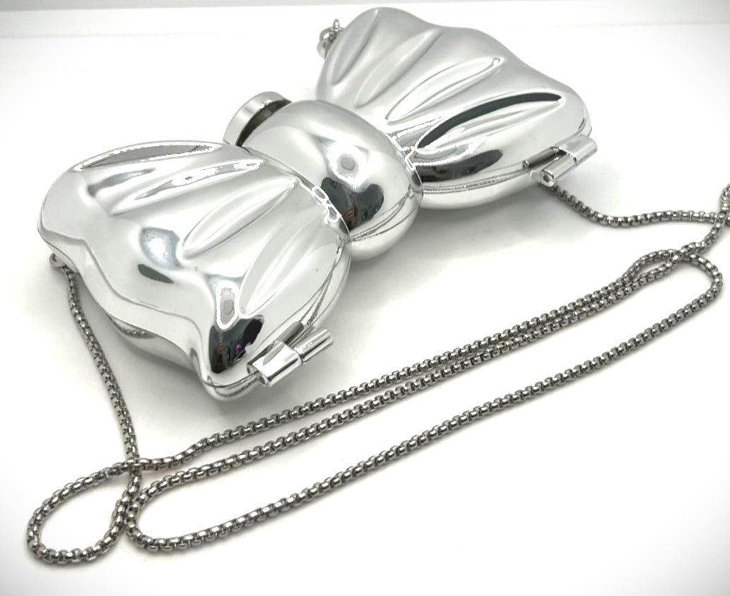 Mini Clutch Schleife Silber