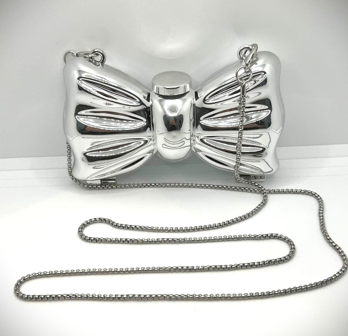 Mini Clutch Schleife Silber