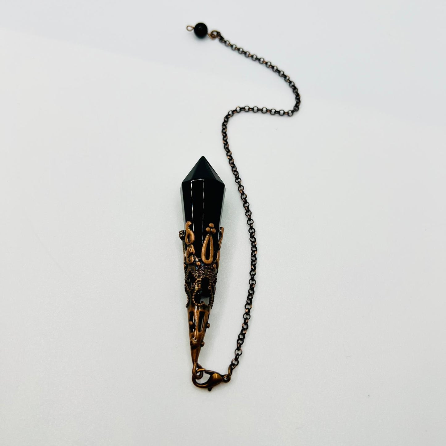 Obsidian Pendel mit Bronze-Fassung