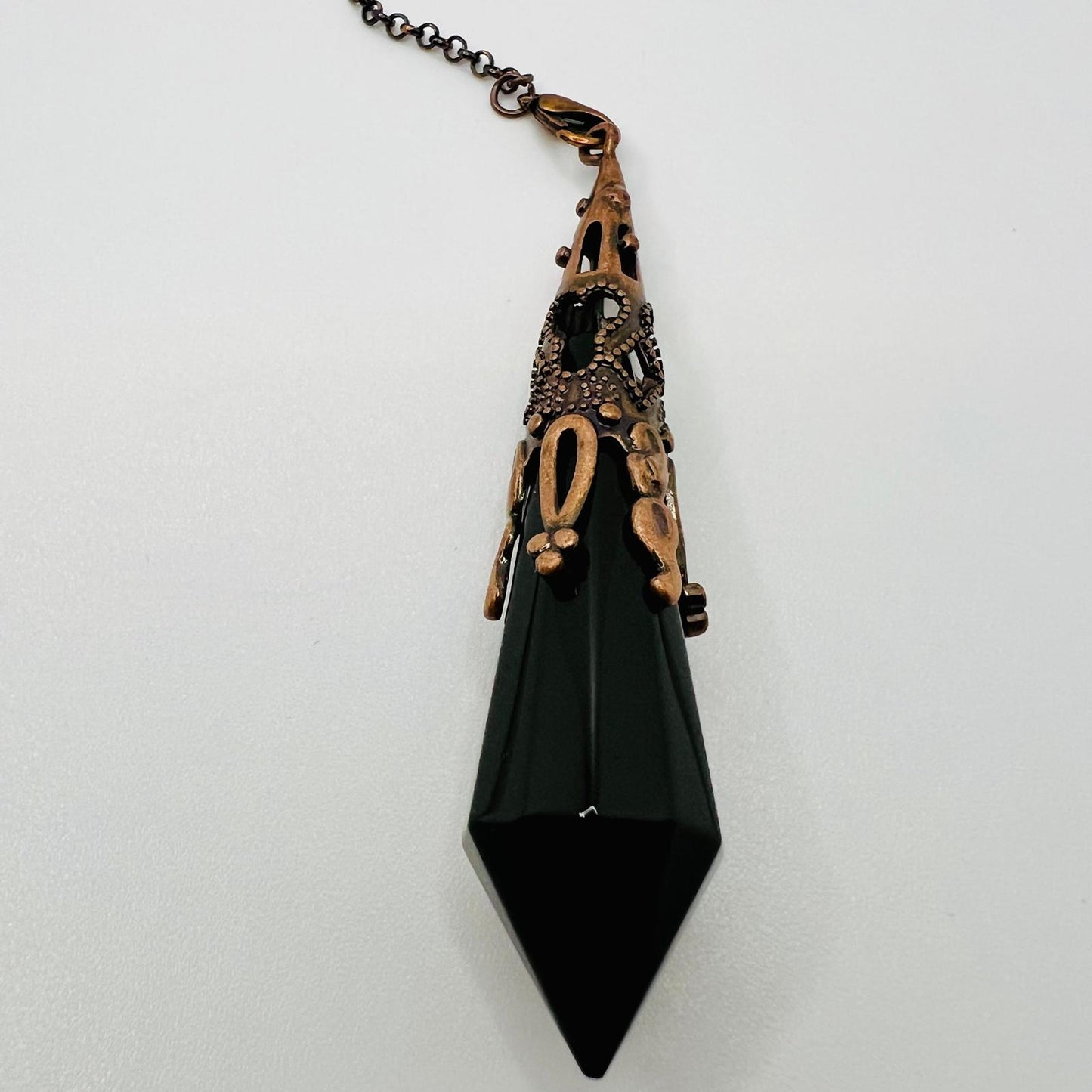 Obsidian Pendel mit Bronze-Fassung