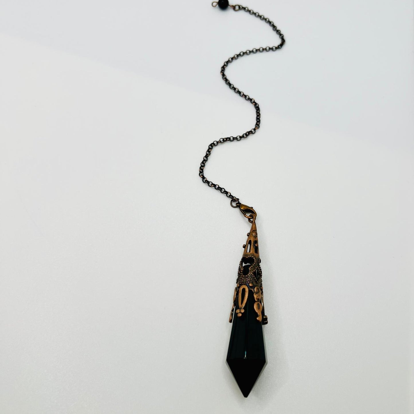 Obsidian Pendel mit Bronze-Fassung