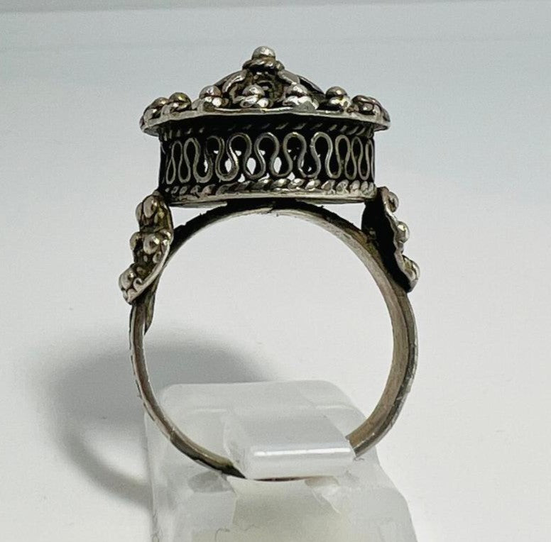 Handgearbeiteter Vintage Silberring mit Filigran-Ornamentik | Größe 7 – Einzigartiger Unikatschmuck