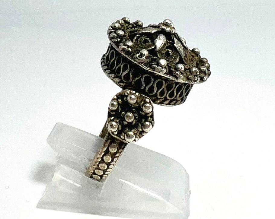 Handgearbeiteter Vintage Silberring mit Filigran-Ornamentik | Größe 7 – Einzigartiger Unikatschmuck