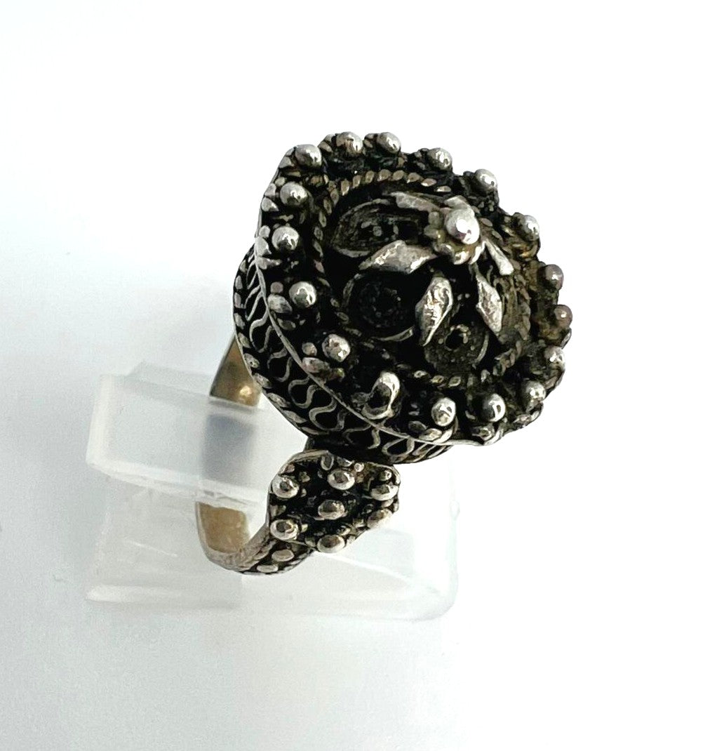 Handgearbeiteter Vintage Silberring mit Filigran-Ornamentik | Größe 7 – Einzigartiger Unikatschmuck
