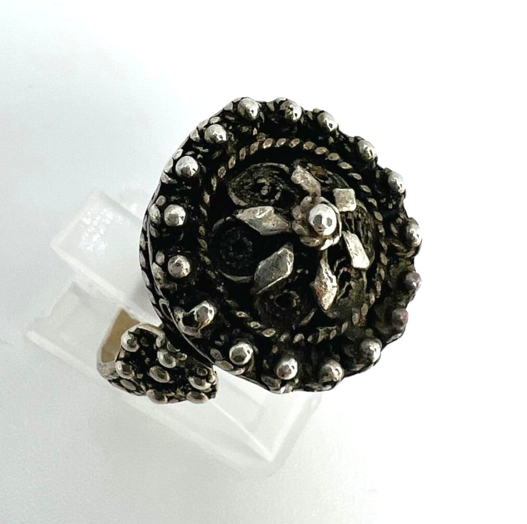 Handgearbeiteter Vintage Silberring mit Filigran-Ornamentik | Größe 7 – Einzigartiger Unikatschmuck