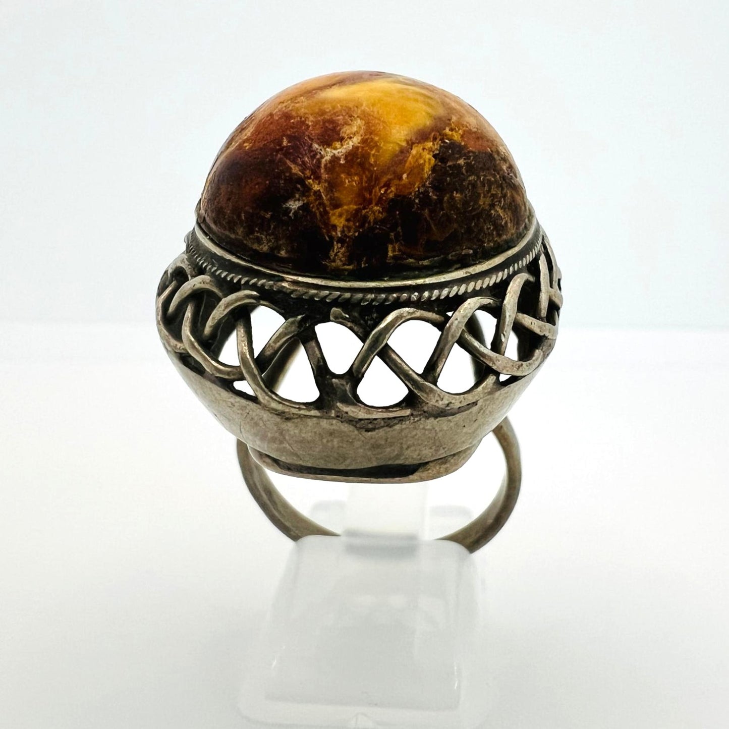 Silberring mit Naturbernstein Butterscotch