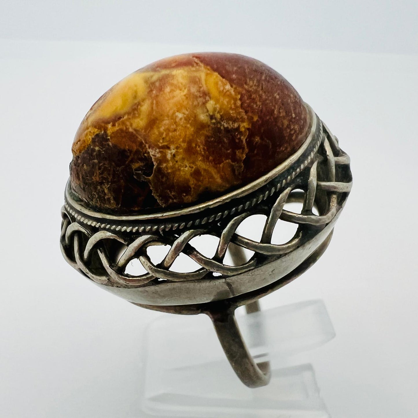 Silberring mit Naturbernstein Butterscotch