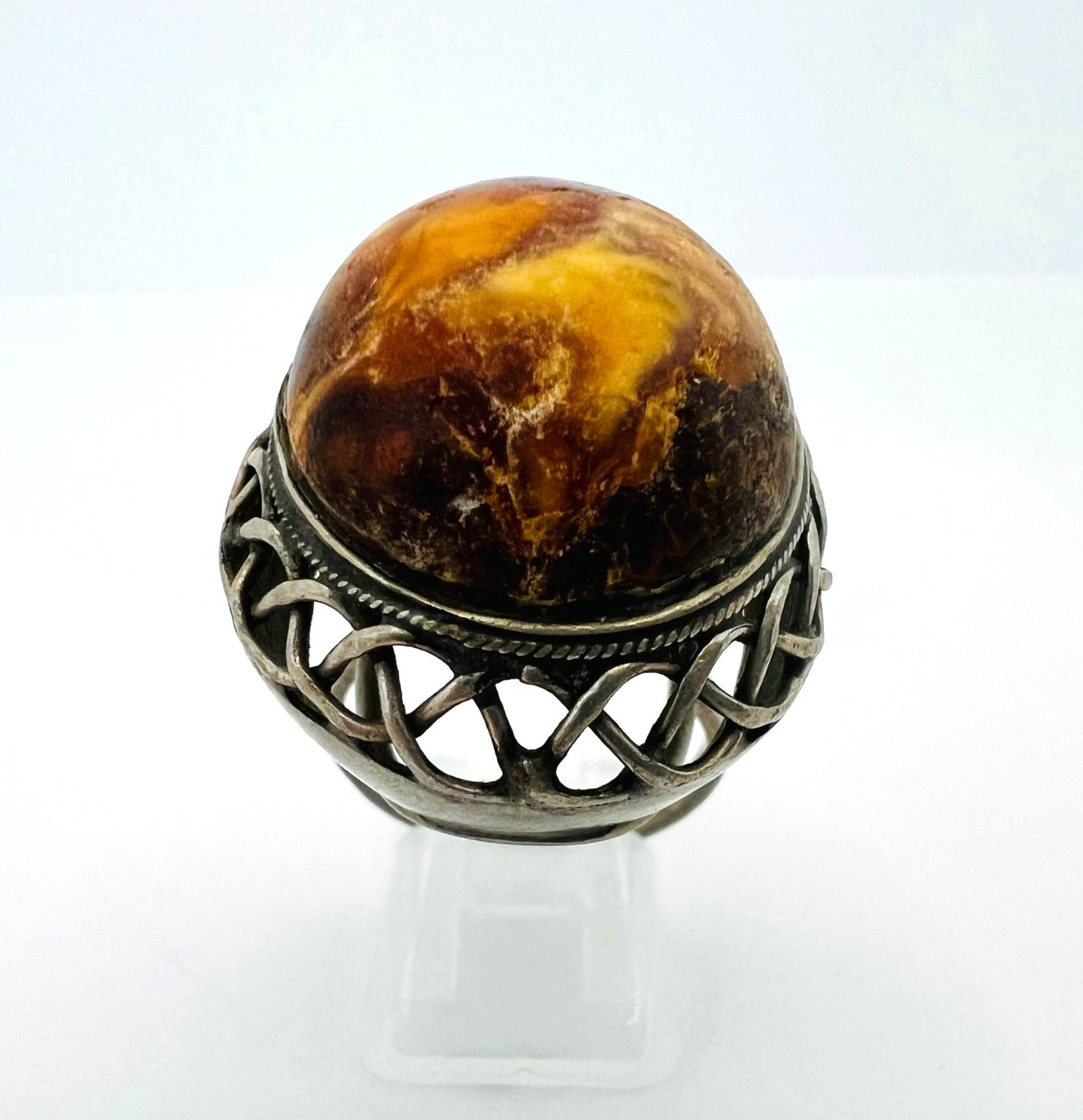 Silberring mit Naturbernstein Butterscotch