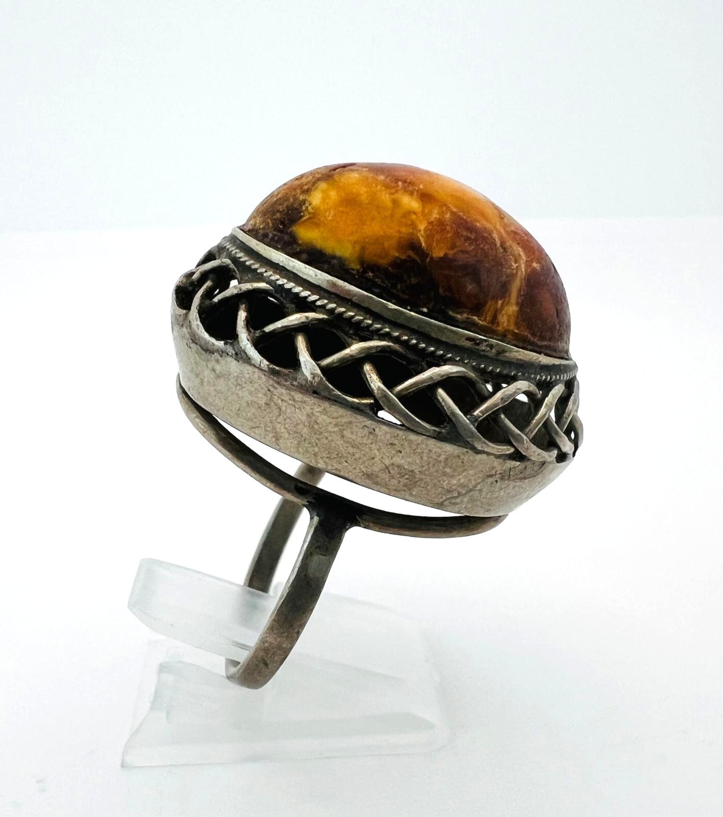 Silberring mit Naturbernstein Butterscotch