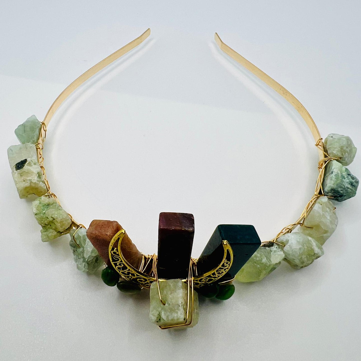 Tiara Kristallquarz Krone mit Mondmotiv