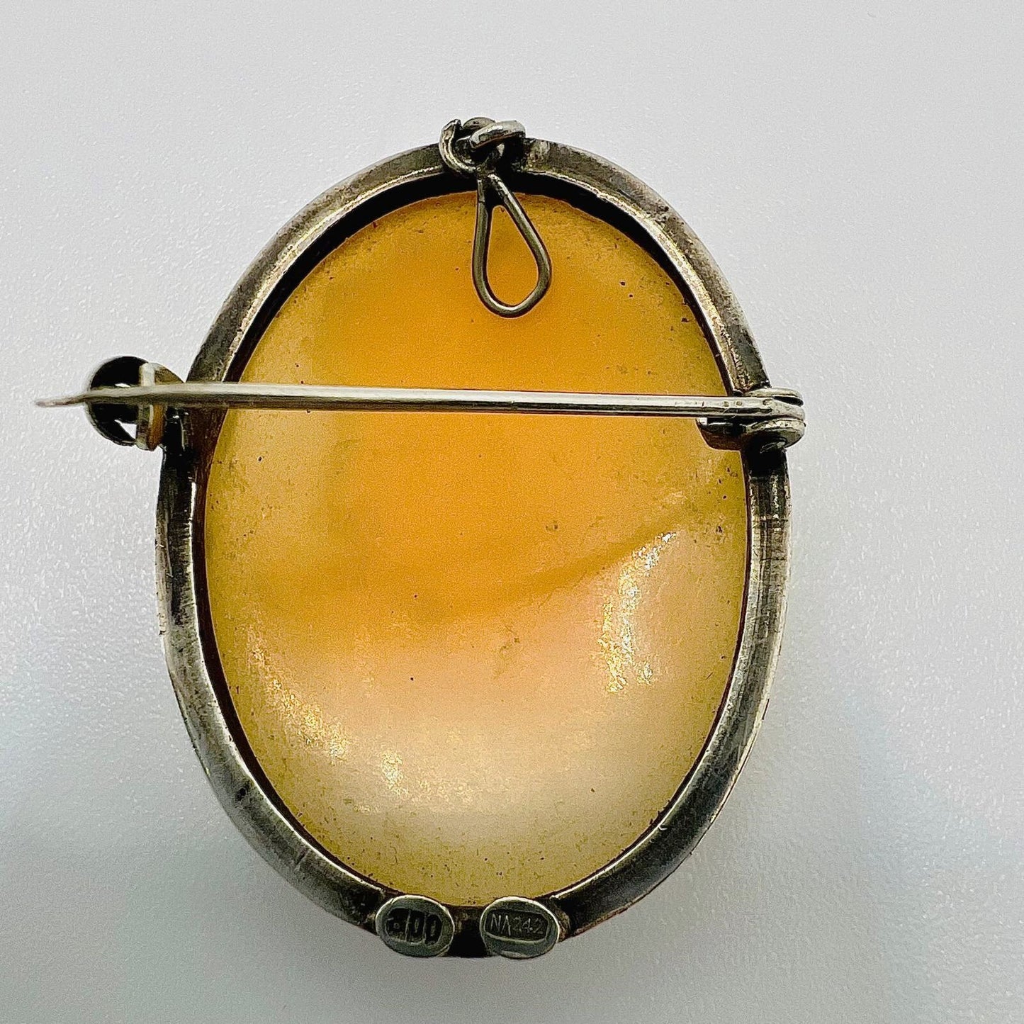 Biedermeier Antik Gemme Frau Brosche Anhänger in 800 Silber