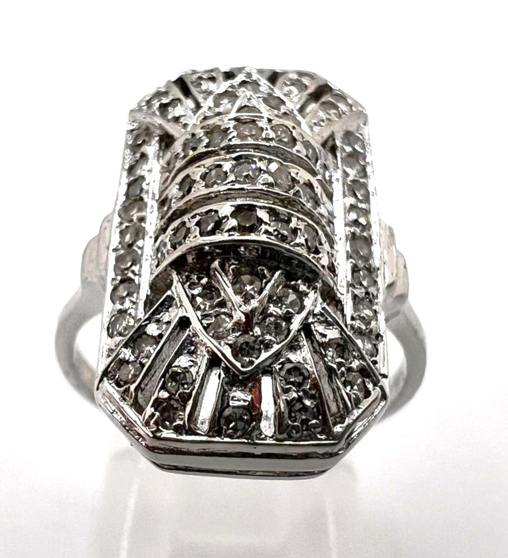 Art Déco Weißgold Ring