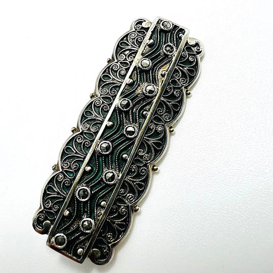 835er Silber-Brosche mit Markasiten
