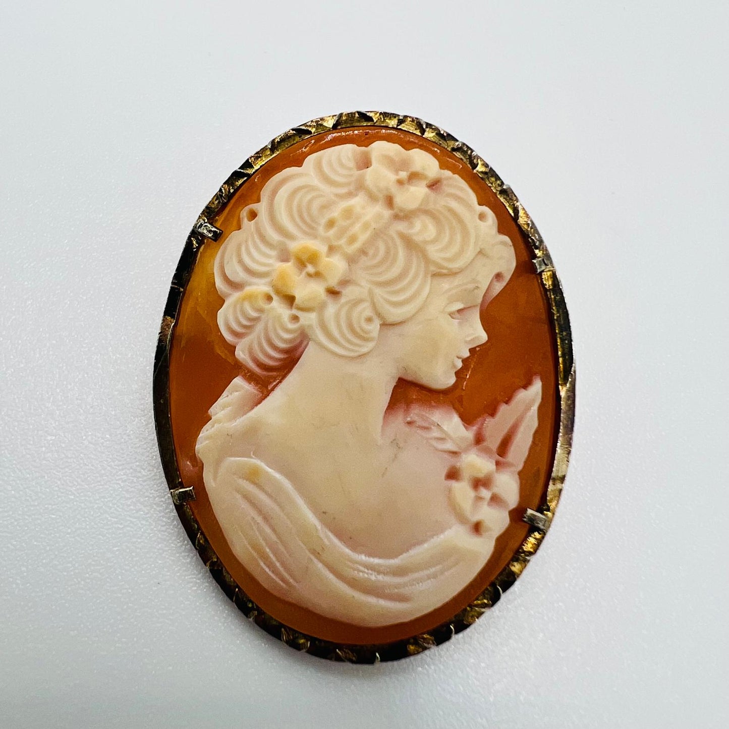 Biedermeier Gemme Brosche und Anhänger 18K Gold 