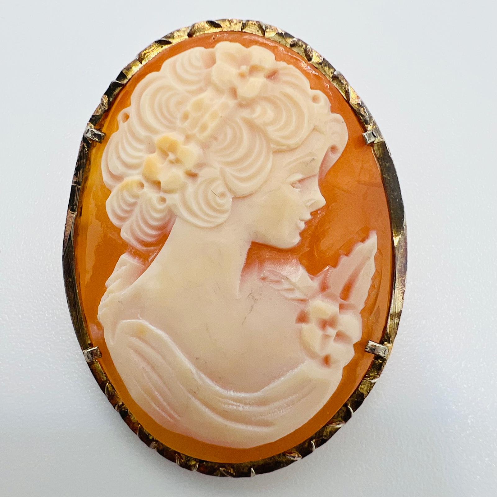 Biedermeier Gemme Brosche und Anhänger 18K 