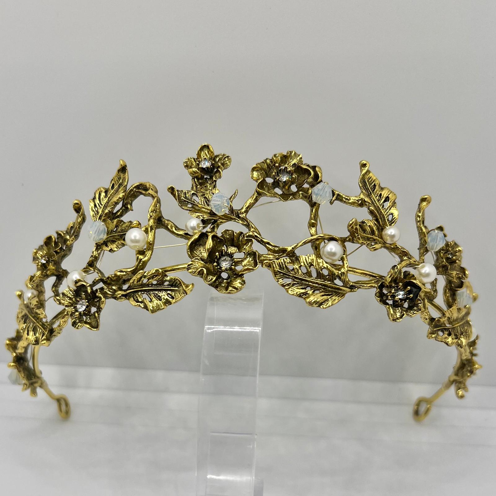 Barock Diadem mit Perlen und Strass