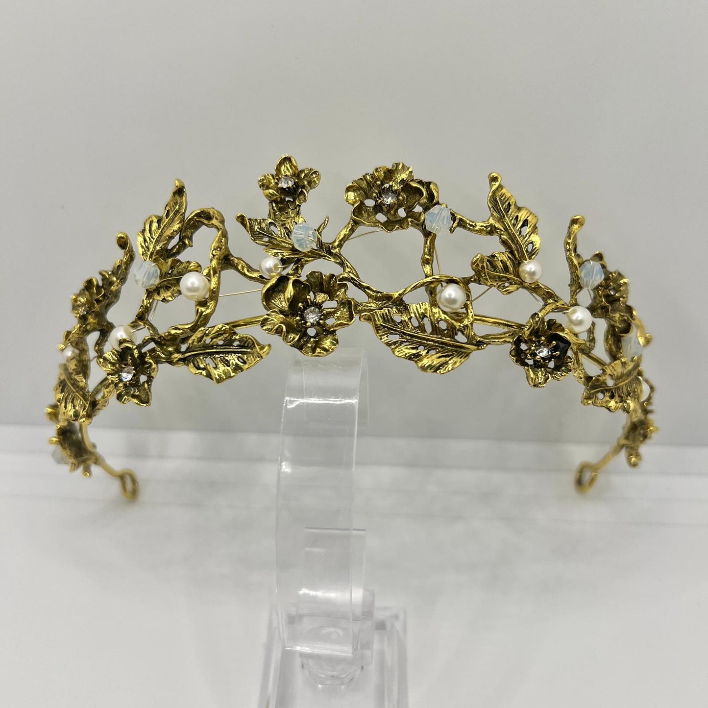 Barock Diadem mit Perlen und Strass