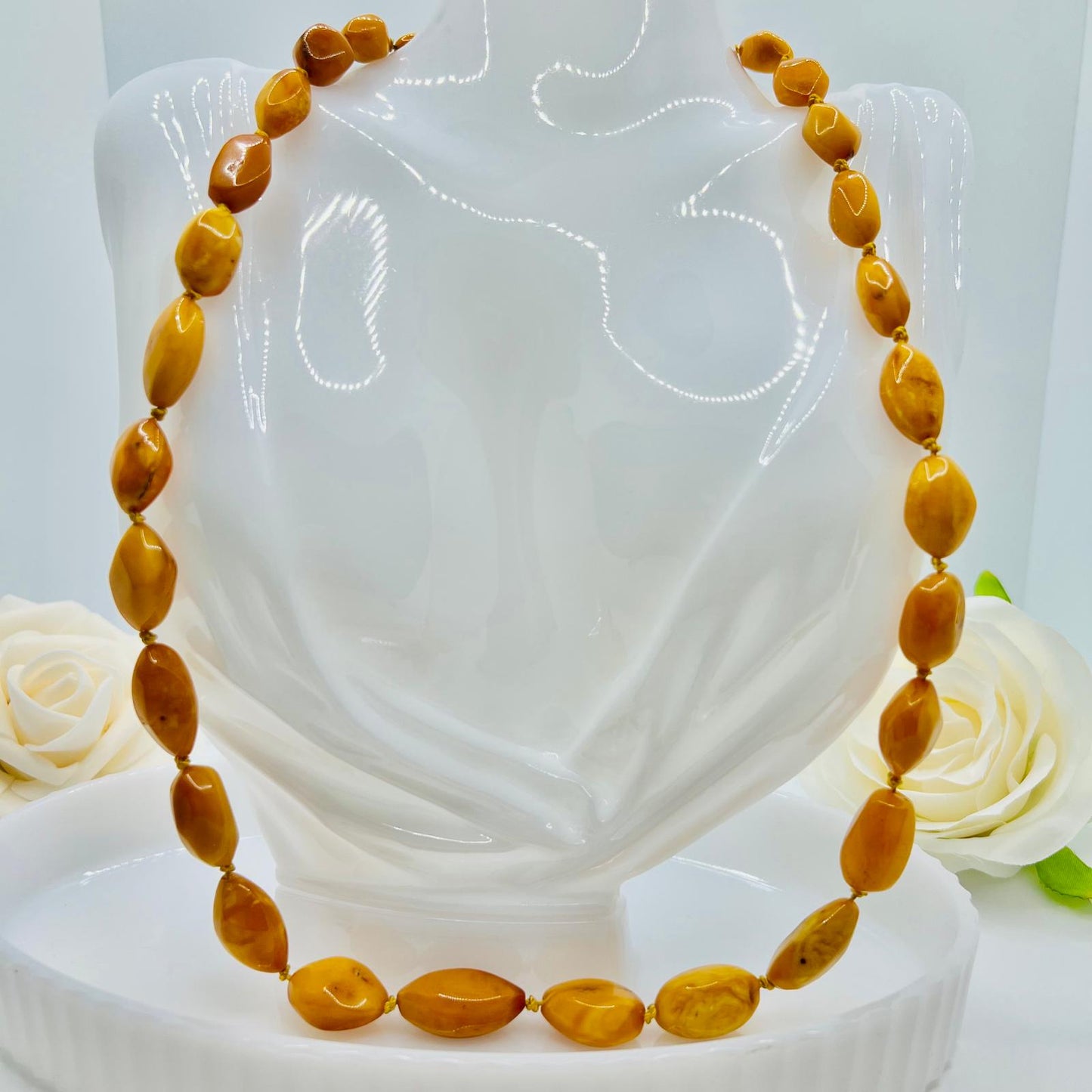 Bernstein Halskette Butterscotch Amber Vintage Collier Atik 