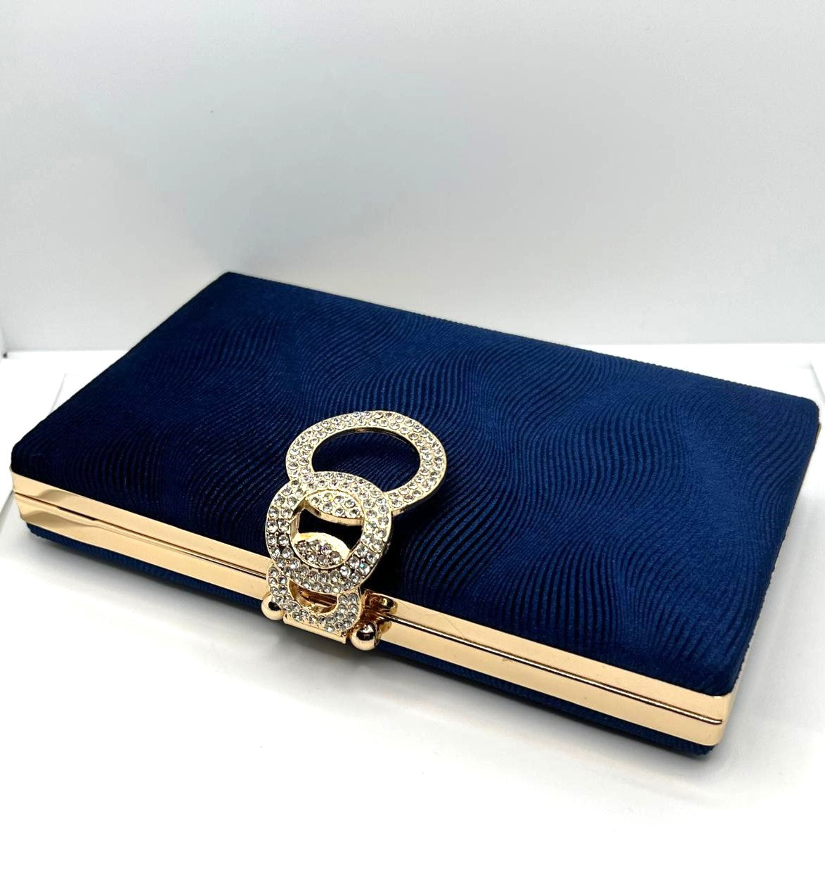 Clutch aus Samt Blau mit Strass