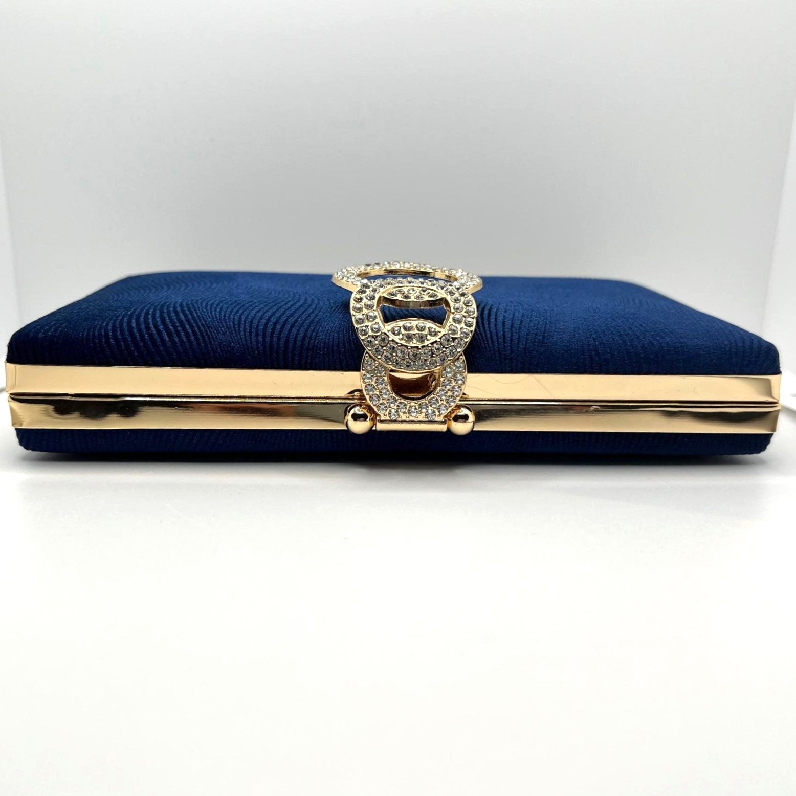 Clutch aus Samt Blau mit Strass