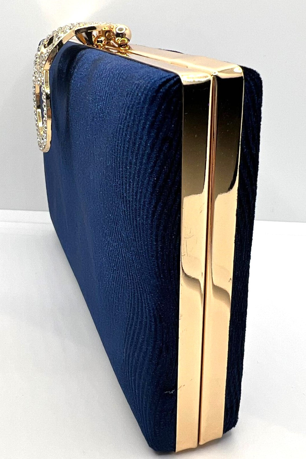 Clutch aus Samt Blau mit Strass