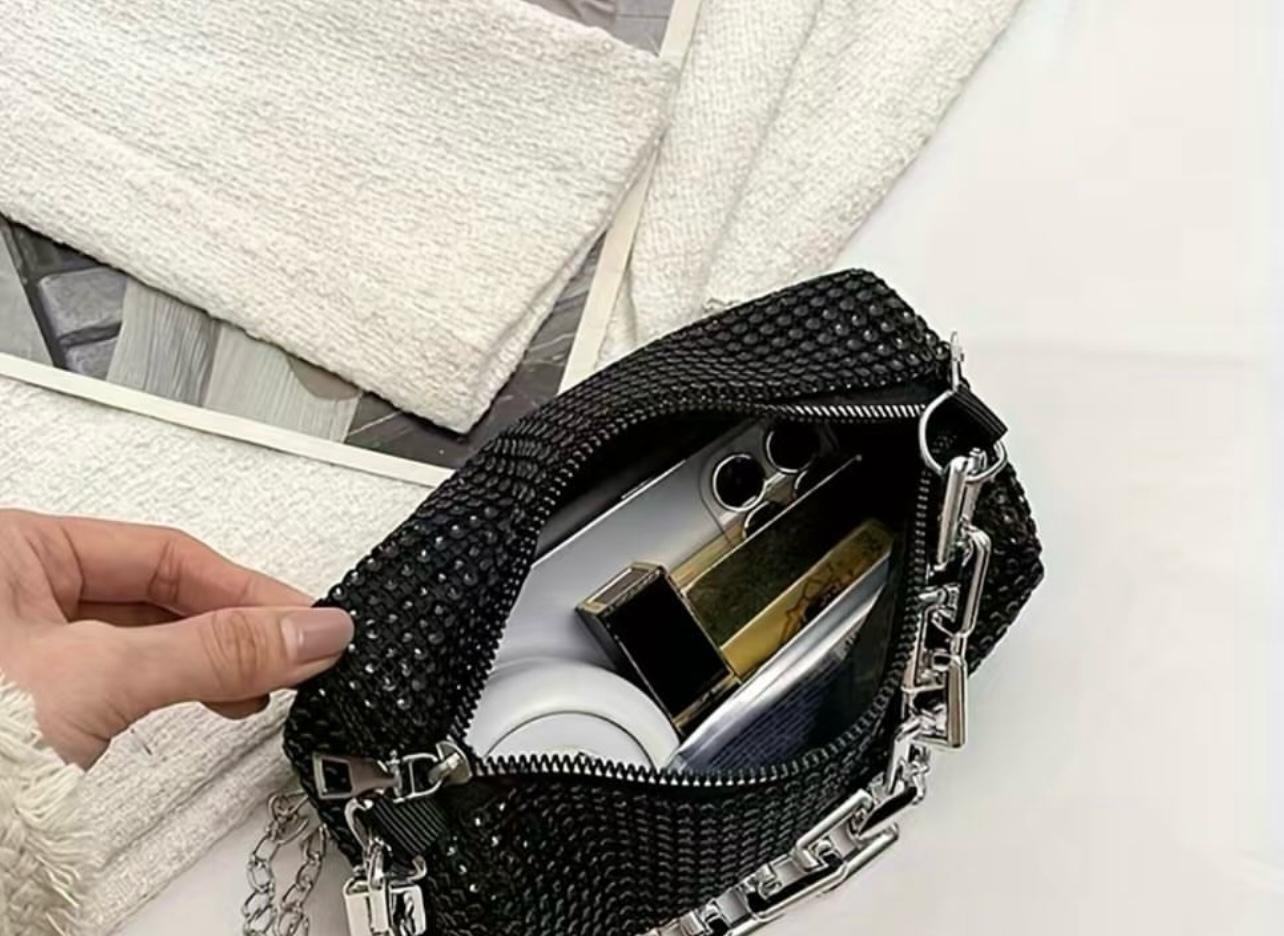 Strass verzierte Cocktail Tasche Schwarz