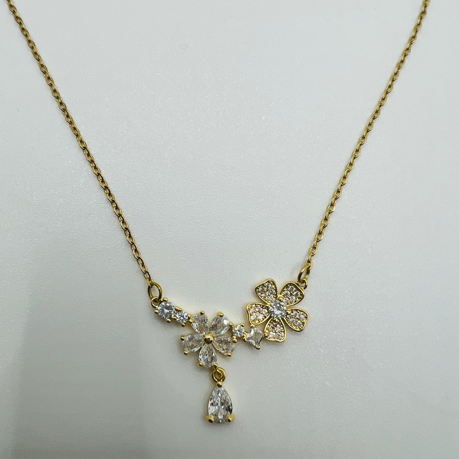 Crystal Flower Collier Kette