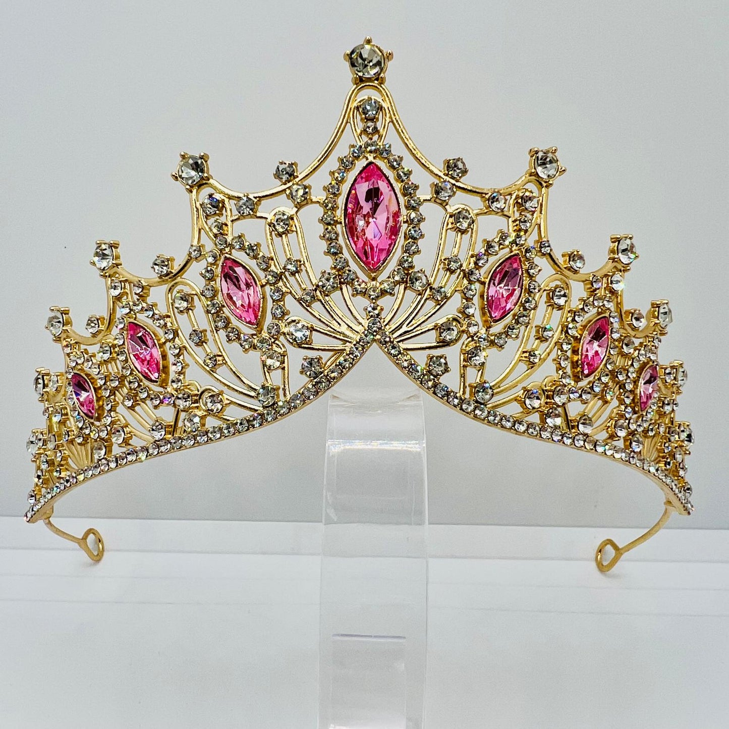 Diadem Krone in Gold mit Rosa