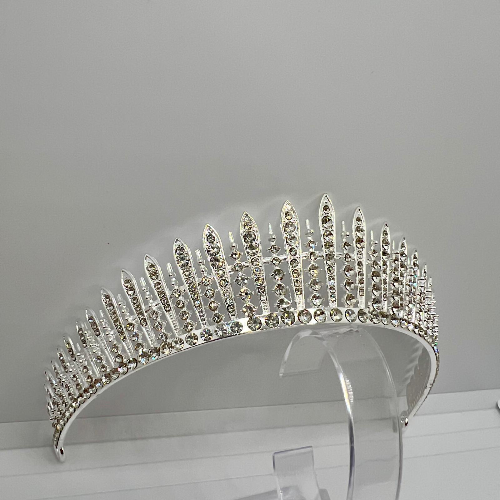  Tiara Diadem in Silber mit Strasssteinen