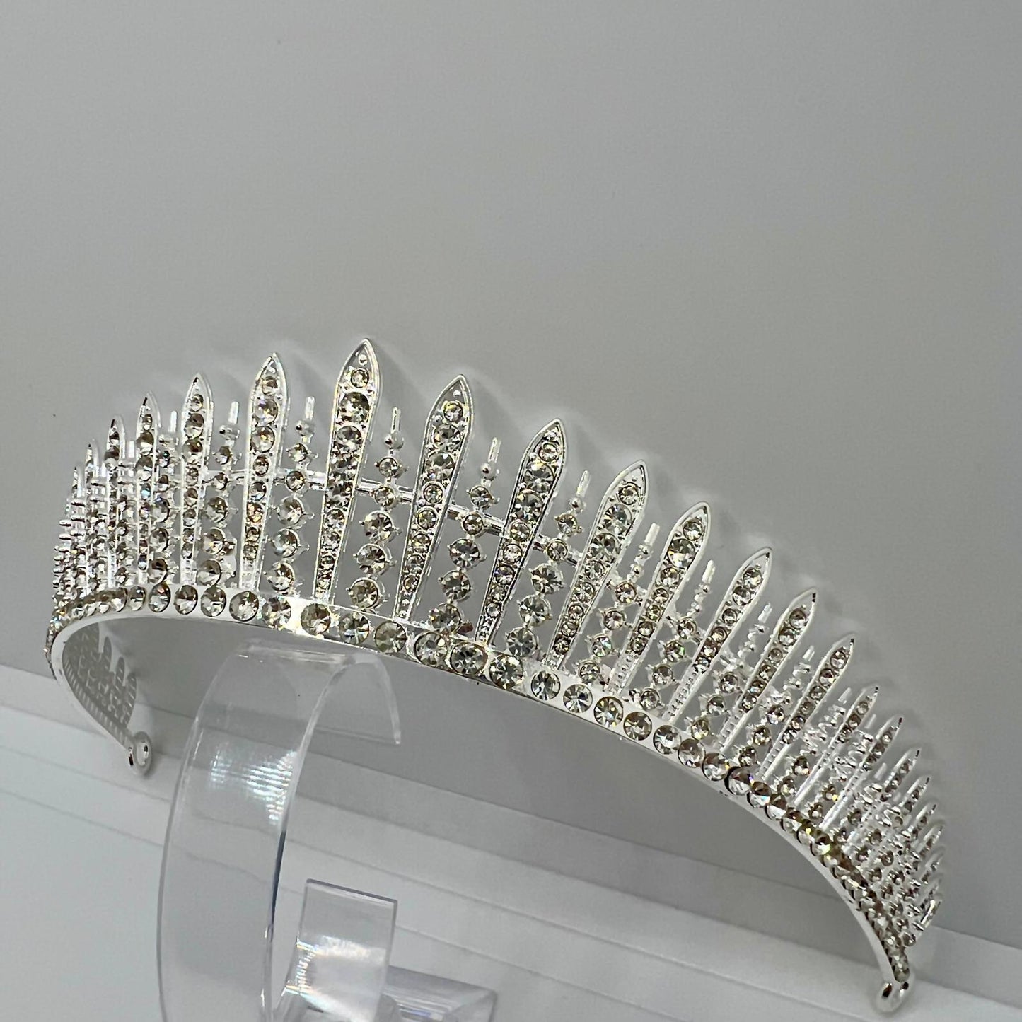  Tiara Diadem in Silber mit Strasssteinen