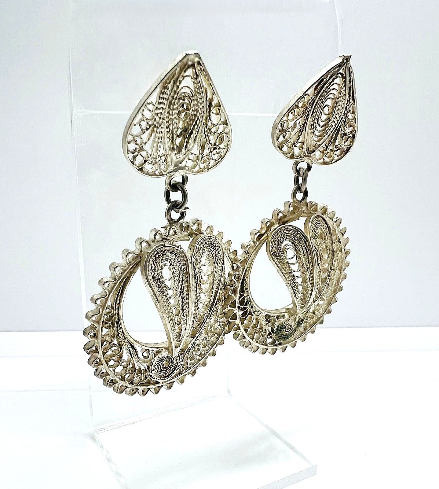 Filigrane Vintage-Ohrringe aus Silber