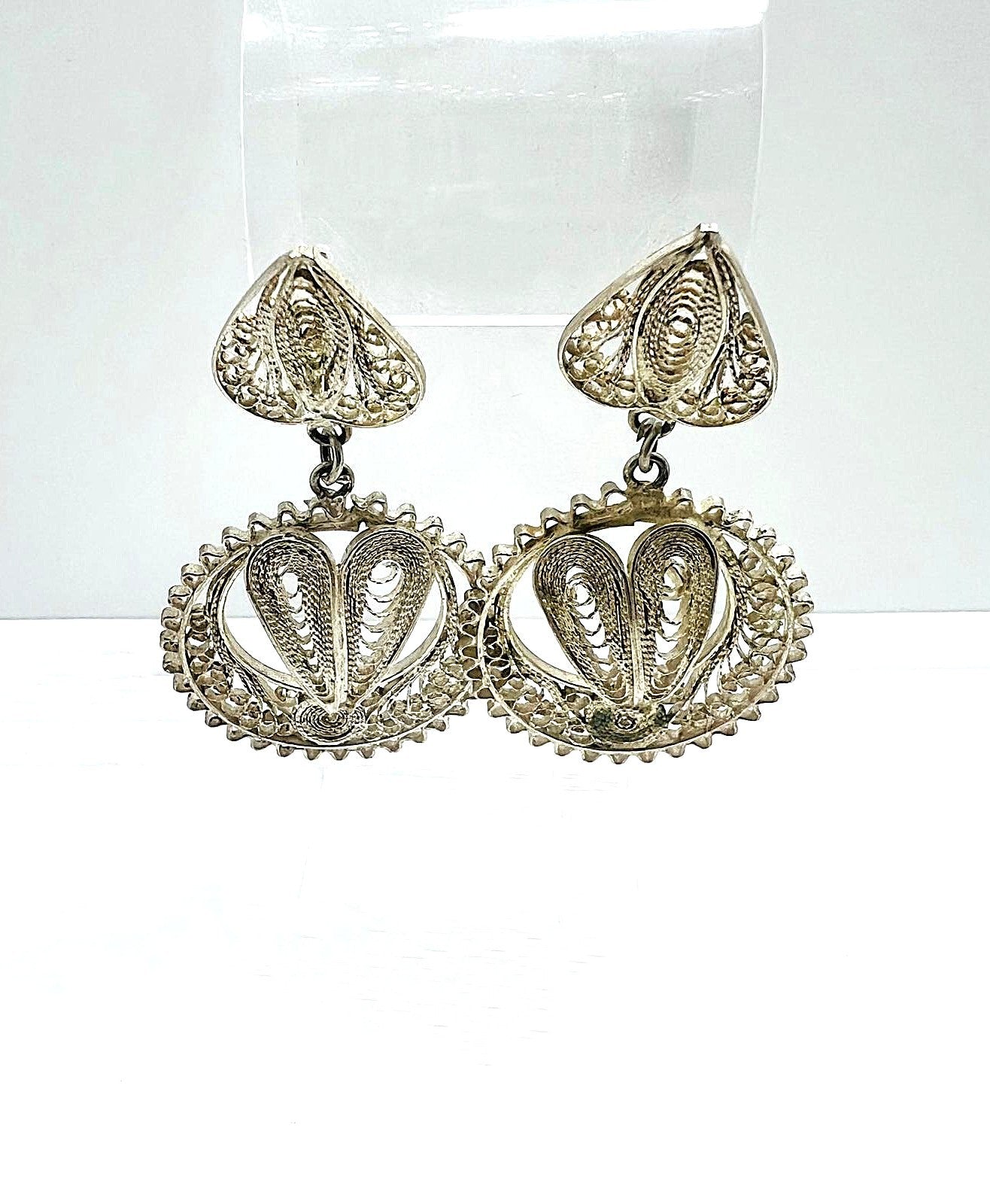 Filigrane Vintage-Ohrringe aus Silber