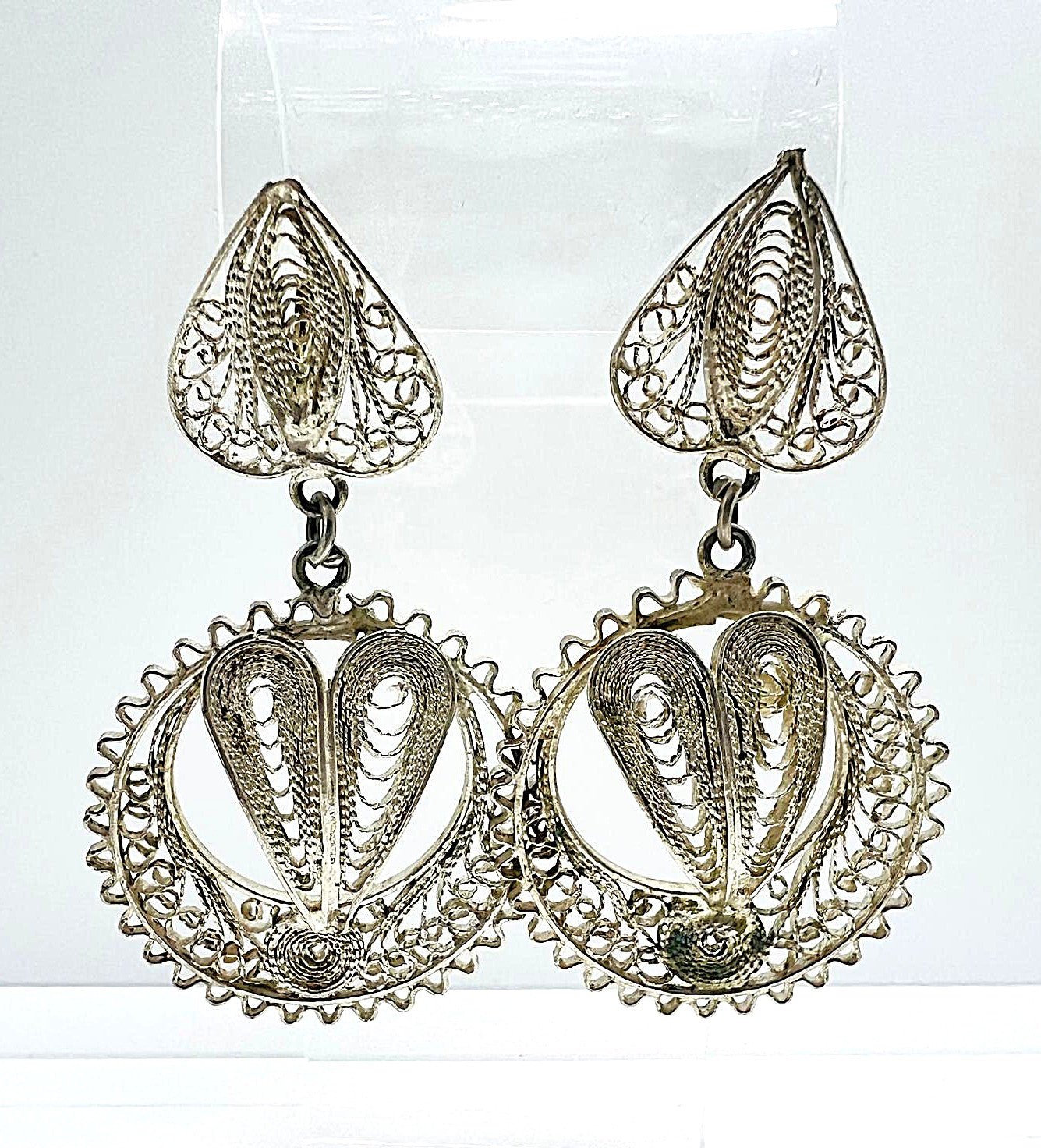 Filigrane Vintage-Ohrringe aus Silber